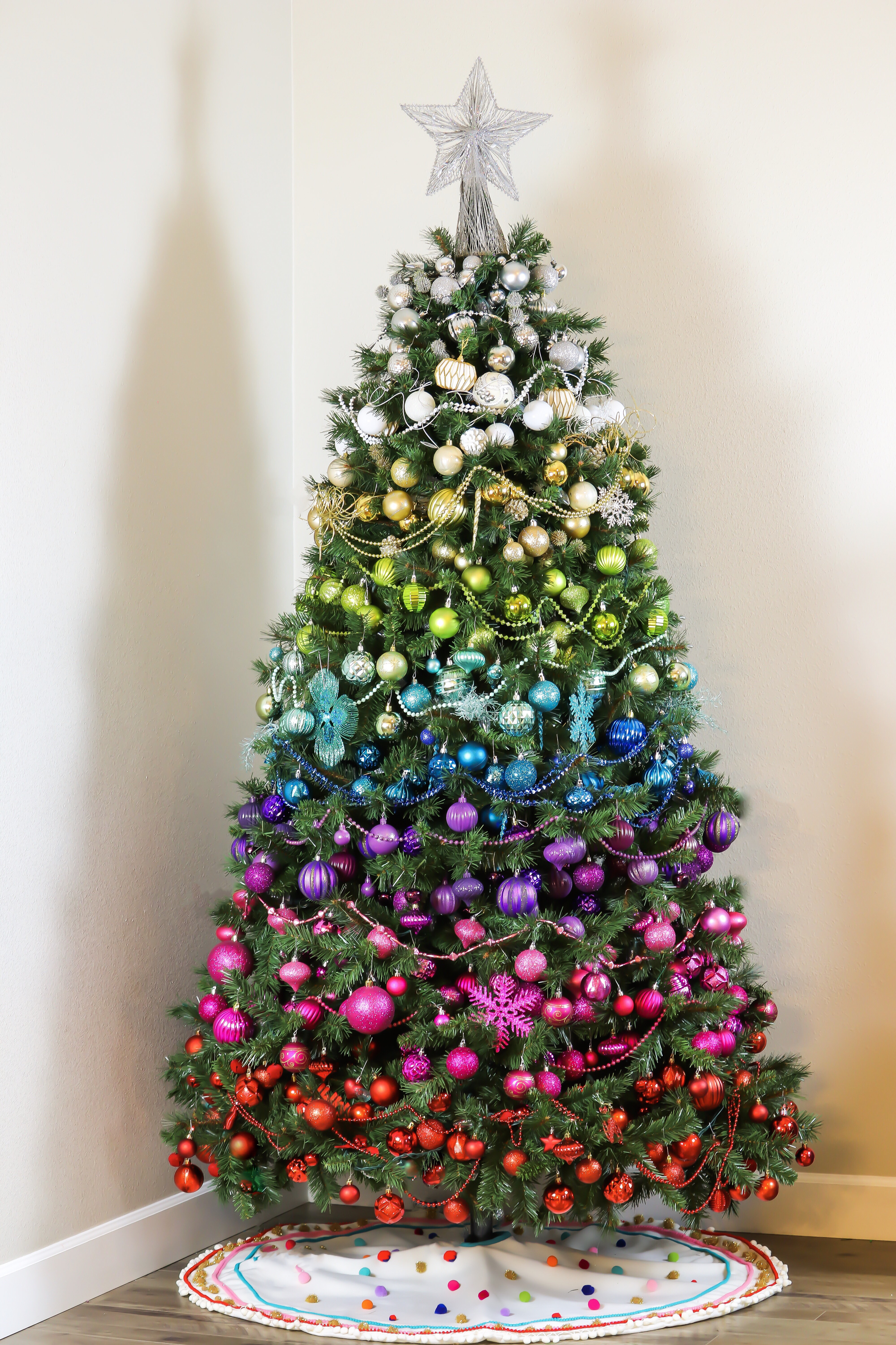 Rainbow decorated deals christmas tree